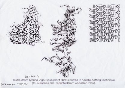 Examples of ancient Danish looped cordage