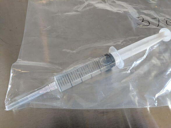 Liquid culture syringe with shiitake 3782 mycelium
