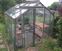 A typical glass greenhouse