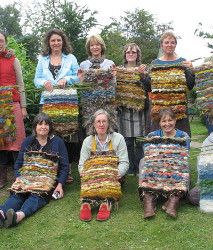 peg loom mats made with plant-dyed wool