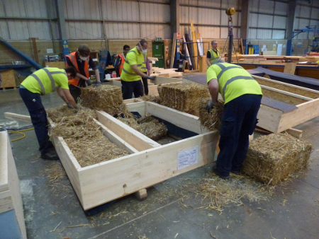 straw bales in factory