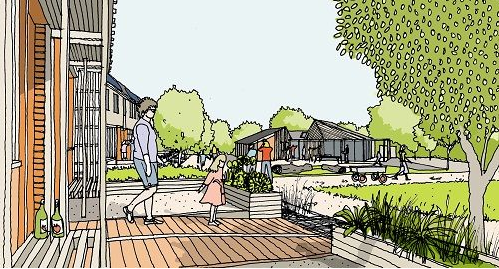 An artist's impression of the future Bridport Cohousing community