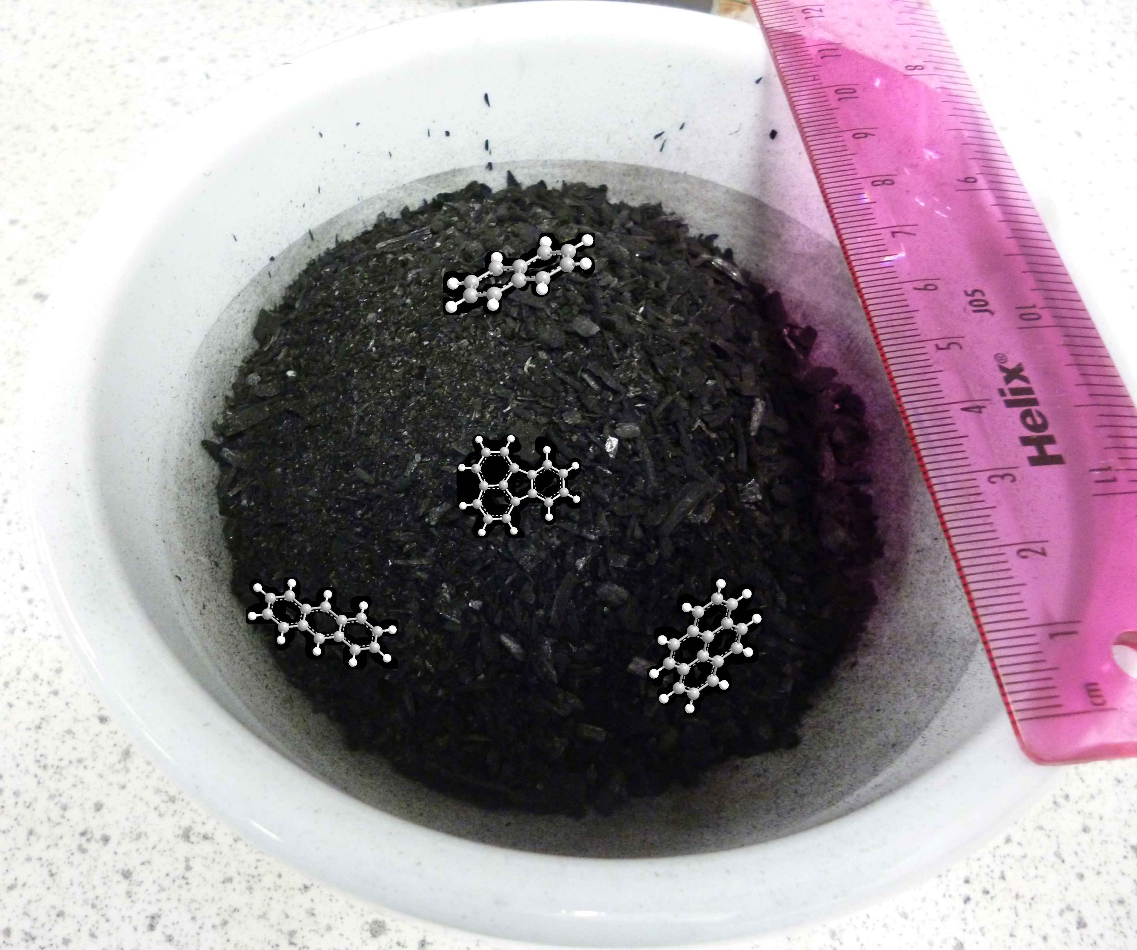 Charcoal with PAH molecules