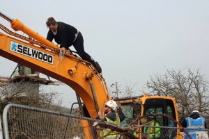 Climbing the digger
