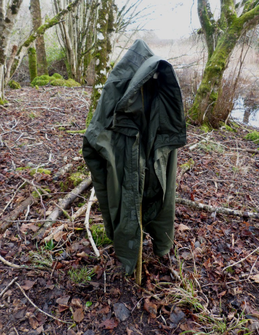 Walking staff as a coat hanger