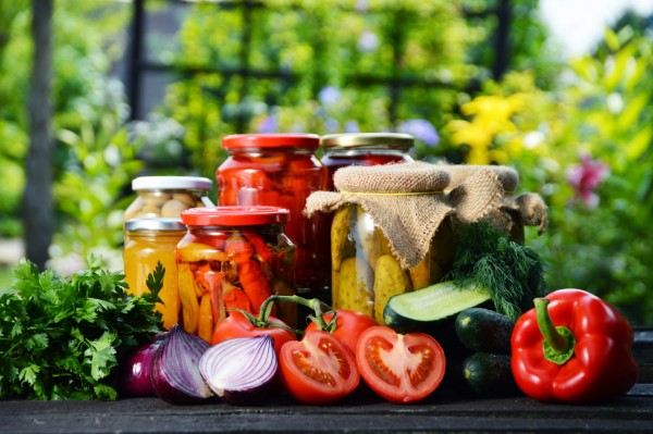 A variety of bottled and canned produce