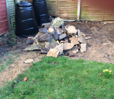 concrete dug out of garden