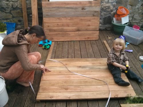 Constructing the compost bins for the DIY compost toilet