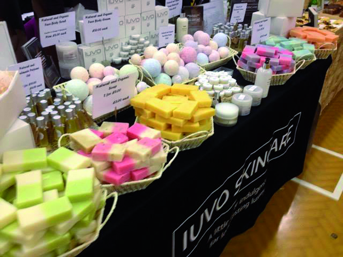 A vegan skincare stall.