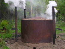 Kiln during burn.