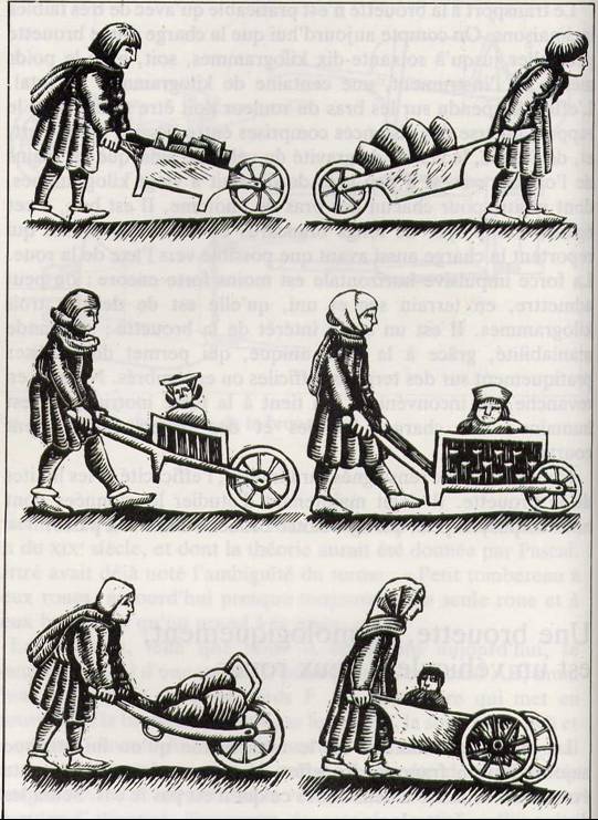 A variety of Medieval European uses of the wheelbarrow