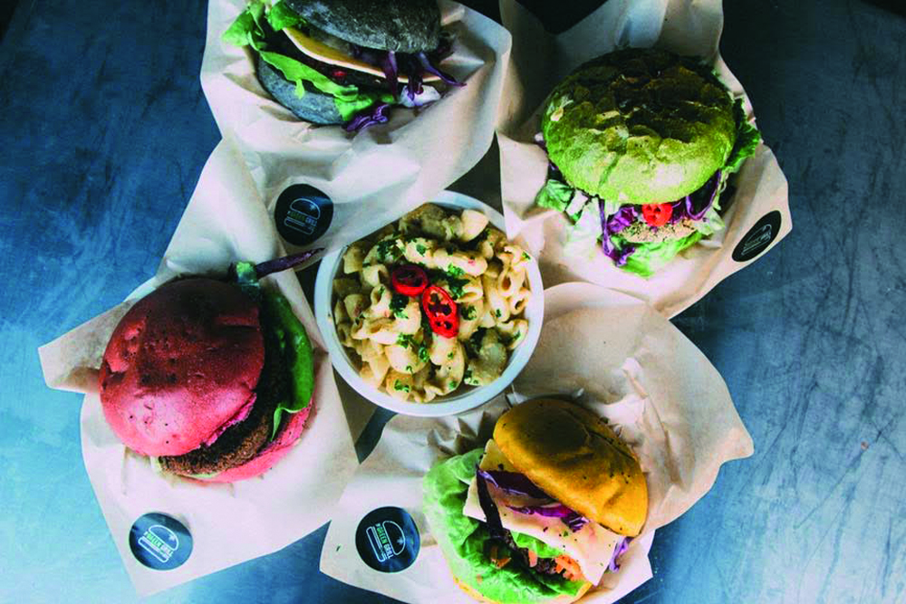 A selection of vegan burgers.