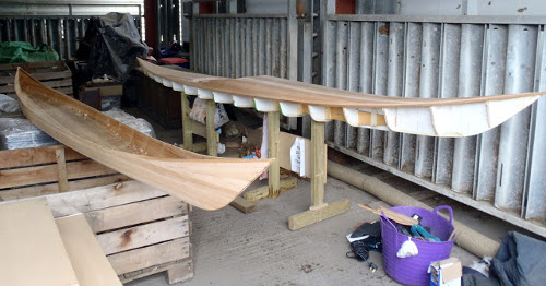 Building your own sea kayak: hull removed to avoid drips