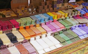 A particularly well-presented soap stall