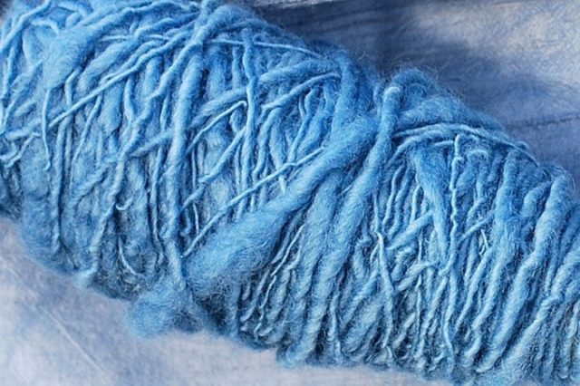 Woad-dyed wool in a beautiful blue