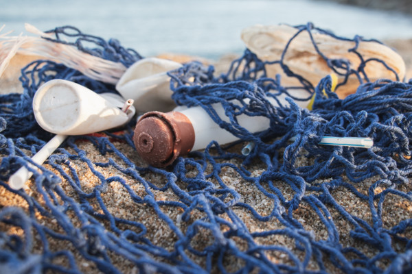 Plastic pollution on a beach