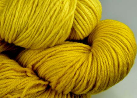 Wool dyed with natural yellow weld extract