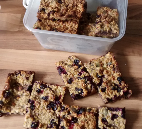 Flapjack made with fruit from a small garden in London