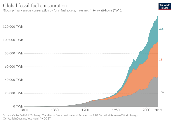 Graph charting global fossil fuel consumption: do energy-saving measures actually increase energy use?