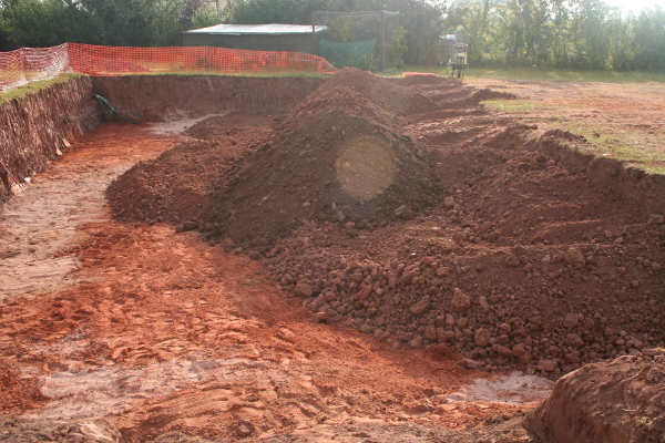 Digging the pit as part of converting to ground source heating