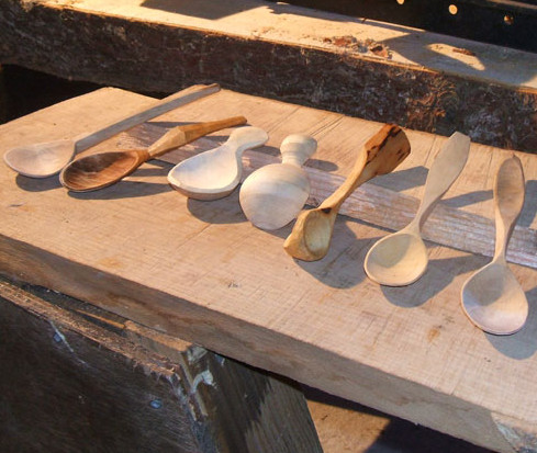 selection of hand carved spoons