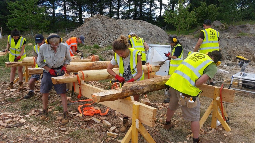 Work underway at a Hartwyn natural building course