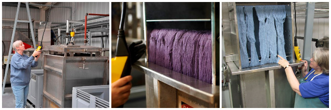 Dyeing in progress at The Natural Fibre Company spinning mill in Cornwall