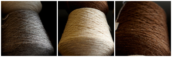 Single yarns dyed in earthy shades