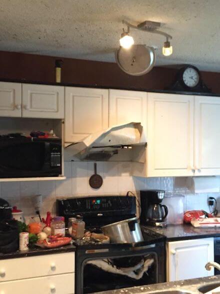 A pressure cooker disaster in the kitchen