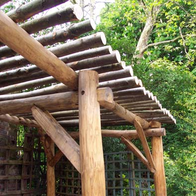 Wooden rounded logs