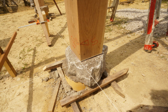 Verifying position of timbers with original string lines