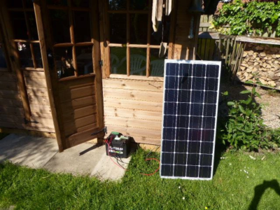 The solar panel used to charge the solar slow cooker