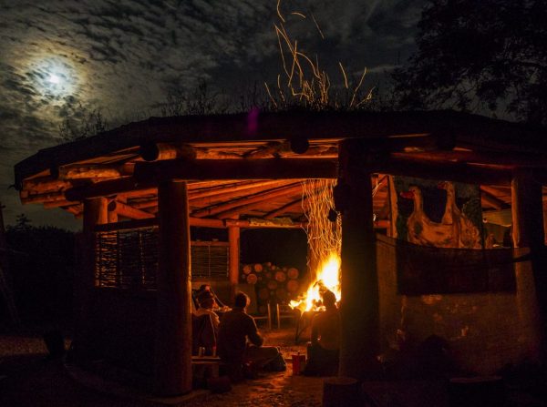 A Wholewood community build camp roundhouse