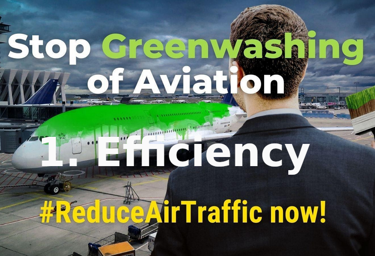 Stop greenwashing of aviation: 1. efficiency improvements