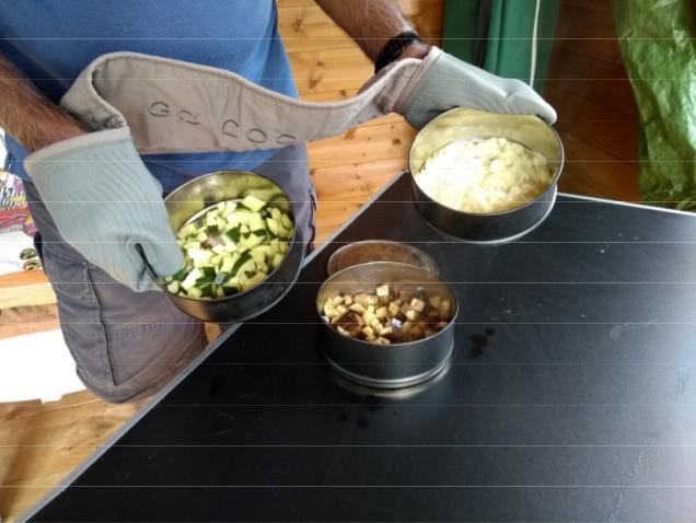 A trio of vegetables prepared in the solar slow cooker